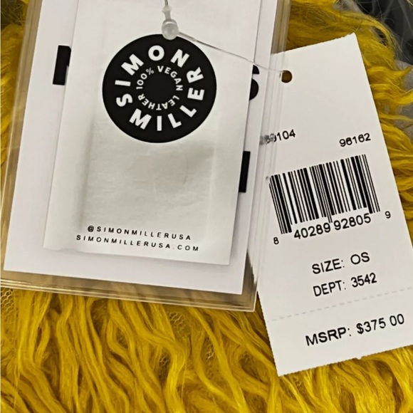 SIMON MILLER Women’s Yellow Mini Puffin faux-fur shoulder purse bag - Picture 4 of 6